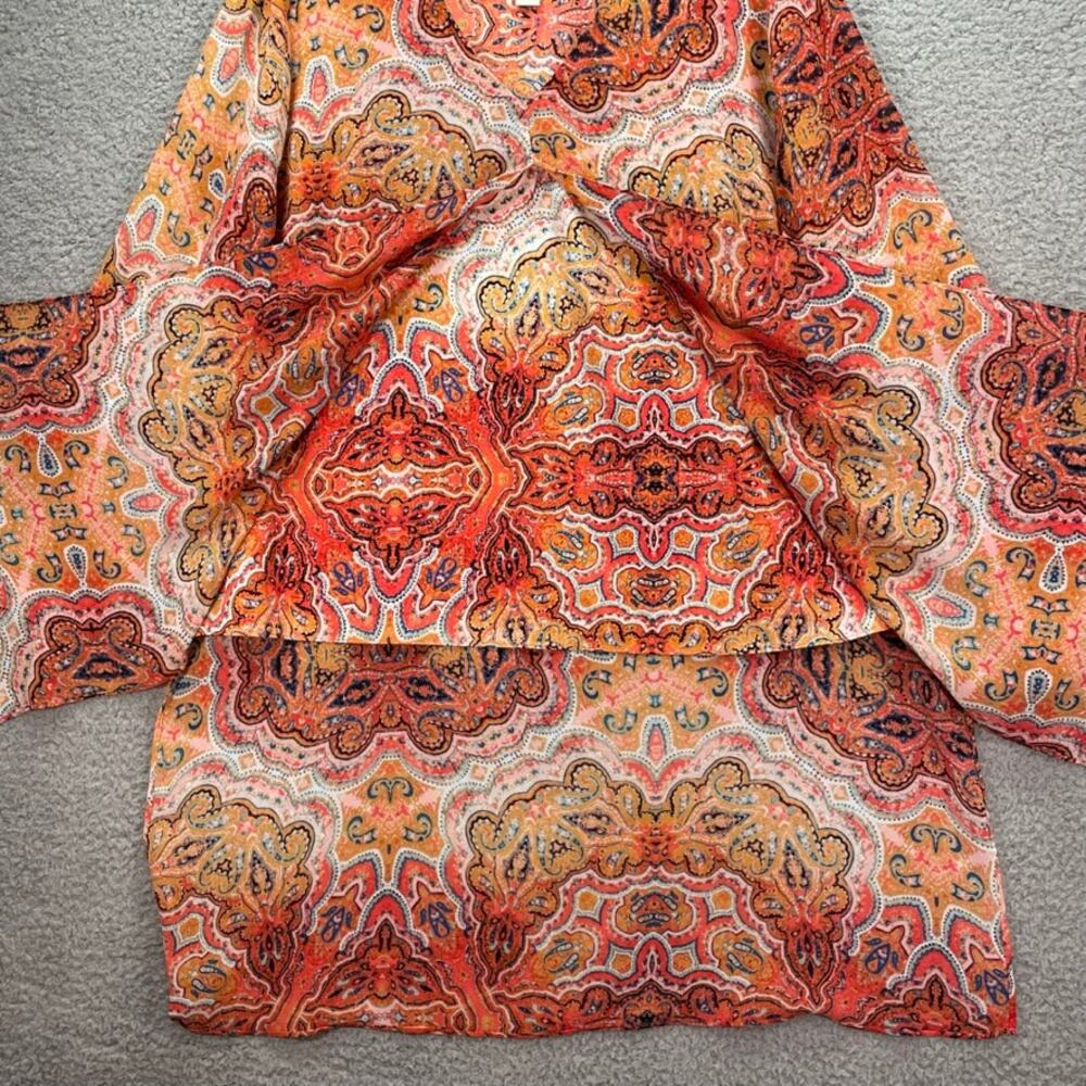 Chicos Sheer Tunic XL Paisley Lagenlook Boho Artsy Longline Lightweight Sz 3 - Picture 6 of 10